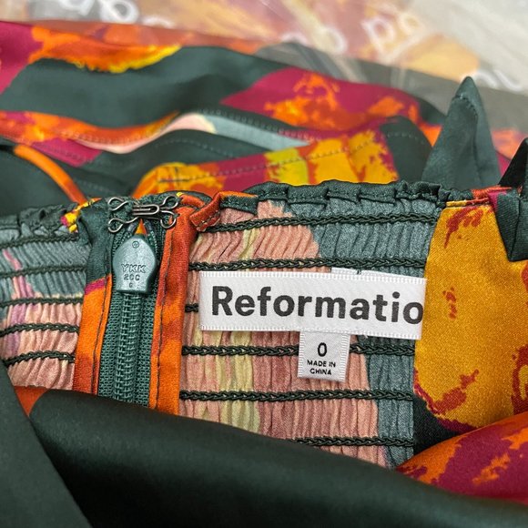 Reformation Frankie Silk Dress | Autumn Leaves  🕸Silk🕸 🎉🎀 NEW - Picture 11 of 14